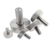 Screw Rivets Square nuts bolts, 5pcs M3/M4/M5/M6 Stainless Steel Flat Head Thumb Screw, Round Head Hand Tighten Adjusting Advertising Bolt, M5x14mm