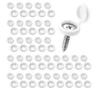 Screw Snap Covers, 100 Pcs Plastic Hinged Screw Cover Caps, Decorative Caps with Box, for Furniture, Cabinet, Wardrobe, Screw Wovers(White)