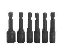 Screw Tap Socket Adapter Set 6pcs Metric M5 M6 M8 M10 With 1/4 Inch Hex Shank For Hand Electric Drill Auto Repair And Diy Projects Black Steel Construction