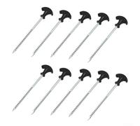 Screw Tent Pegs Spiral Ground Stakes T-Type Heavy Duty Iron Camping Tent Accessories for Hard Soil Ice Fishing Bivvy Wind Resistant Rust Proof For Easy Clean(10pcs)