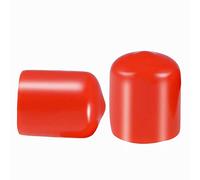 Screw Thread Protectors, Inner Dia 15mm Red PVC Rubber Round Tube Bolt Cap Plastic End Cap Cover Thread Protectors Red, 50 Pcs