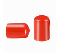 Screw Thread Protectors, PVC Rubber Round Tube Bolt Cap Plastic End Cap Cover Thread Protectors Red, Inner Dia 12mm， 50 Pcs
