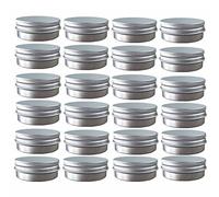 Screw Top Round Aluminum Tin Cans, Metal Tin Storage Jar Containers with Screw Cap for Lip Balm, Cosmetic, Candles, Salve, Make Up, Eye Shadow, Powder, Tea 24 Pack (1 Oz/30ml)