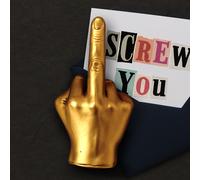 Luckies Golden Middle Finger Lucky Charm | Pocket-Sized Gold Good Luck Token in Elegant Black & Gold Box | Solid Mini Statue | Unique Ring Holder | Novelty Gift Room Decor or Desk Accessory