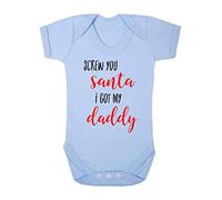 Screw You Santa I got My Daddy Baby Grow Vest, 6-12 Months, Pastel Blue