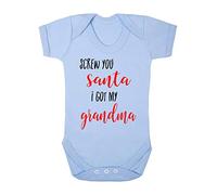 Screw You Santa I got My Grandma Baby Grow Vest, 3-6 Months, Pastel Blue