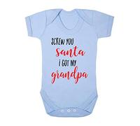 Screw You Santa I got My Grandpa Baby Grow Vest, 6-12 Months, Pastel Blue