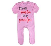 Screw You Santa I got My Grandpa Baby Romper Jumpsuit with feet, 0-3 Months, Pastel Pink