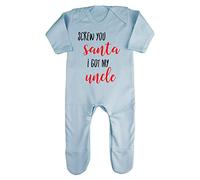 Screw You Santa I got My Uncle Baby Romper Jumpsuit with feet, 3-6 Months, Pastel Blue