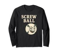Screwball - Angry Baseball Cartoon with Screws and Wordplay Long Sleeve T-Shirt