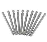 Screwdriver Bit Pozidriv No2 100Mm 1/4In Hex Pack 10 Stanley Tools STA368807B