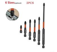 Screwdriver Bit Set of 2 Magnetic PH2 Cross Design for Use in Wood and Metal Applications (90mm)