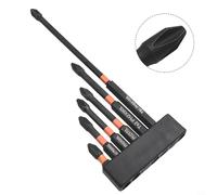 Screwdriver Bit Set PH2 Magnetic Cross Head 1/4 Inch Hex Shank Alloy Steel 62HRC Hardness for Electric Screwdrivers and Hand Drills 25mm to 150mm Length 7pcs Black