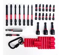 Screwdriver Bit Set With Strong Magnetic Sleeves For Electric Drill Star And Cross Head Repair Tool High Grade Steel Long Lasting Performance Compact Storage Strip Black Red 7 Pieces(24pcs)