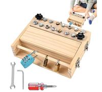 Screwdriver Board | Wood Hand-Eye Coordination Booster,Educational Toy with Key and Lock for 3-5 Years Kids Boys Girls Preschool Birthday Travel Airplane Road Trip Home