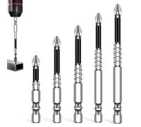 Screwdriver Drill Bit Set for DIY Repairs PH2 Impact Driver Bits 5 Sizes 50L 60L 75L 90L 150L with Screwdriver Bits for Electric Drills Anti-Slip Design