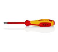 Screwdriver for cross recessed screws Pozidriv burnished, insulating multi-component handle, VDE-tested 187 mm 98 25 01