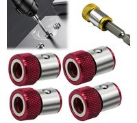 Screwdriver Head Magnetic Ring, Universal Magnetic Screw Holder, Removable Screwdriver Magnetizer for Hex Screwdriver & Power Bits (4, Red)
