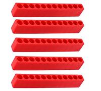 Screwdriver Hole Plastic 12-hole Bit Storage Strip Storage Case Tool for Hex Shank Bits 12-hole Screwdriver Bit 12-hole Bit Storage Strip Red 5pcs
