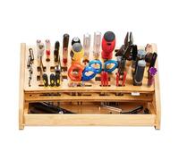 Screwdriver Organizer | 53-Hole Wooden Storage Rack with Tray - Work Bench Organizer,For Hobby Craft Repair Workbench Desktop Bookshelf Pegboard Garage Truck Trailer Indoor Workspaces