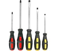 Screwdriver Series in Chrome-Vanadium. Non-Slip Grip, Magnetic Tip. Set of 3 Slotted Pieces and 2 Pieces Cross.