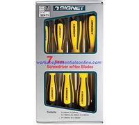 Screwdriver Set 7 Piece Signet S52471 Flat & Phillips Yellow-Black Magnetic Tips