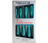 Screwdriver Set 7 Piece Signet S52473 Flat & Phillips Green-Black Magnetic Tips