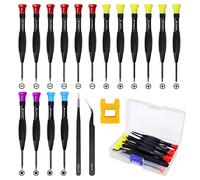 Screwdriver Set, FIXITOK 18Pcs Magnetic Small Screwdriver Kit with Flathead Phillips Pentalobe Torx Star Screwdrivers Tweezers in Different Size Color forEyeglass Phone Electronics Jewelry Watch