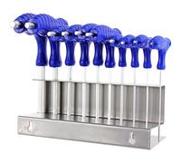 Spares2go T Handle Allen Keys Hex Keys Screwdriver Set 10 Piece + Stand (CR-V, Metric, 2-10mm)