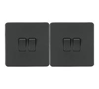 Screwless 10AX 2G 2-Way Switch,Anthracite (Pack of 2)