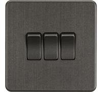 Knightsbridge Screwless 10AX 3G 2-Way Switch - Anthracite - SF4000AT