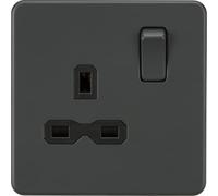 KnightsBridge Screwless 13A 1G DP switched socket - Smoked Bronze