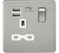 Netlighting Knightsbridge Screwless 13A 1G Switched Socket with Dual Usb Charger