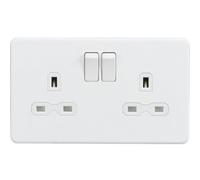 Screwless 13A 2G Dp Switched Socket - Matt White