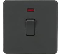 Screwless 20A 1G DP Switch with Neon - Anthracite