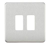 Screwless 2G Grid Faceplate - Brushed Chrome