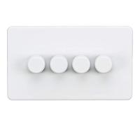 Knightsbridge SF2184MW Screwless 4G 2-Way 10-200W (5-150W LED) Trailing Edge dimmer-Matt White, 230 V