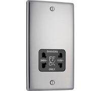 Screwless Flatplate Black Nickel Dual Voltage Shaver Socket 110/240V FBN20B-01