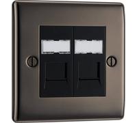 BG FBN12 Flatplate Screwless 20A 16AX 2 Way Single Light Switch - Black Nickel