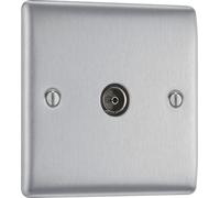 Screwless Flatplate Black Nickel Single Triplex Socket For Separate Tv Fm And Satellite Connections FBN68-01