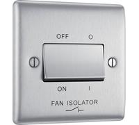 Screwless Flatplate Black Nickel Triple Pole Fan Isolator Switch 10A FBN15-01