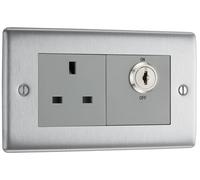 Screwless Flatplate Brushed Steel Double Switch 10Ax 2 Way FBS42-01