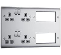 Screwless Flatplate Brushed Steel Dual Voltage Shaver Socket 110/240V FBS20G-01