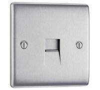 Screwless Flatplate Brushed Steel Single Switched 13A Power Socket FBS21G-01
