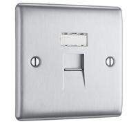 BG FBS50 Flatplate Screwless Switched Spur 13A - Brushed Steel