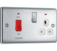 Screwless Flatplate Polished Chrome Single Switched 13A Power Socket FPC21W-01