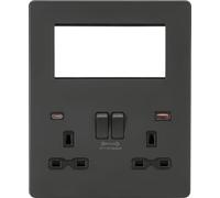 Screwless Small Multimedia Combination Plate with FASTCHARGE - Anthracite