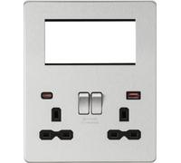 Screwless Small Multimedia Combination Plate with FASTCHARGE - Brushed Chrome