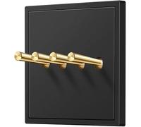 Screwless Toggle Switch, 1-4 Gang 2 Way Single Dual Control 86 Type Retro Wall Light Brass Lever Solid Wood Oak Switch(4 Gang)