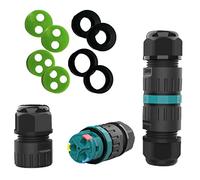 Screwless Waterproof IP68 Junction Box - Quick Fixing Cable Connector for Outdoor External use, 0.5mm2(22AWG) to 2.5mm2(14AWG) Wire Range Power Cord Electric Wire, for 2 pin or 3 pins (Pack of 2)